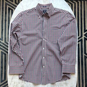 J. Crew Red and White Casual Button Down Shirt